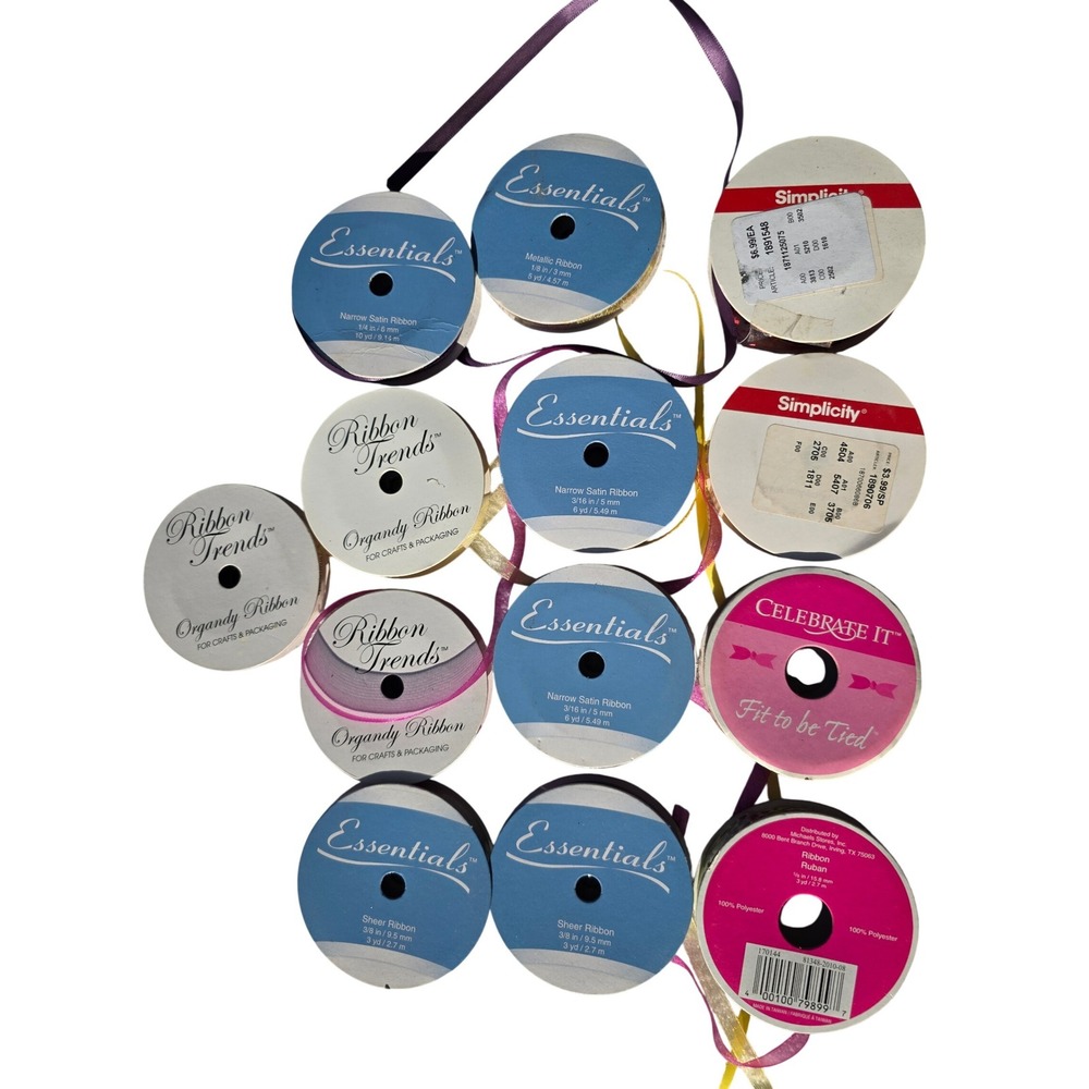 Mixed Ribbon Lot Essentials Ribbon Trends Simplicity Sequin Organdy 14pc A5 - Picture 15 of 16